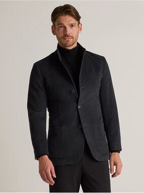 Quince Mongolian Cashmere Stand Collar Blazer in Heather Graphite Size XXL